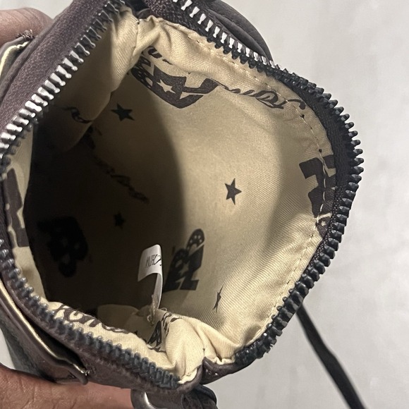 American Bling Western Leather Embossed Turquoise Cross Studded Crossbody Bag - Picture 7 of 8